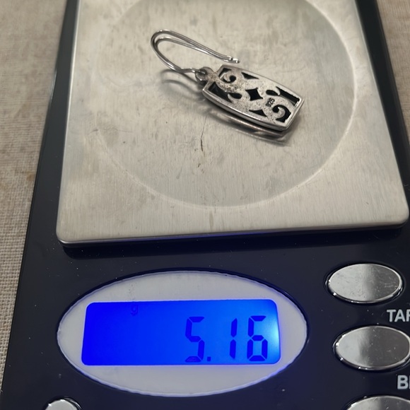 Vintage Sterling Scroll Rectangular Earrings - Picture 6 of 6